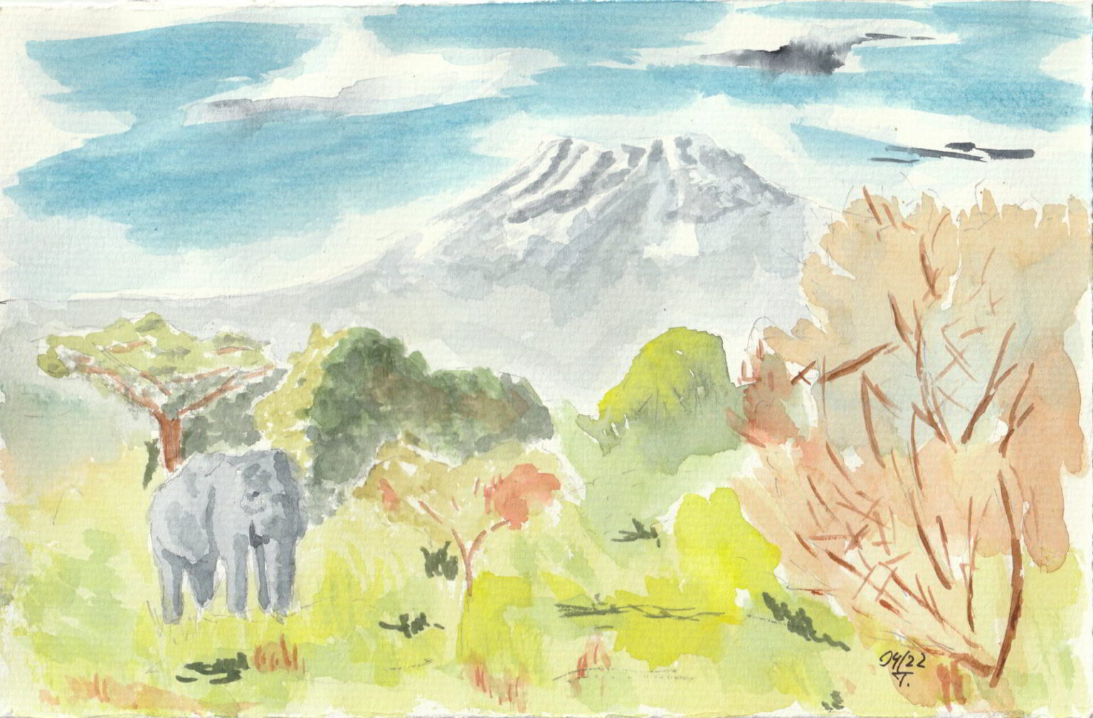 Elefant vor Kilimandscharo