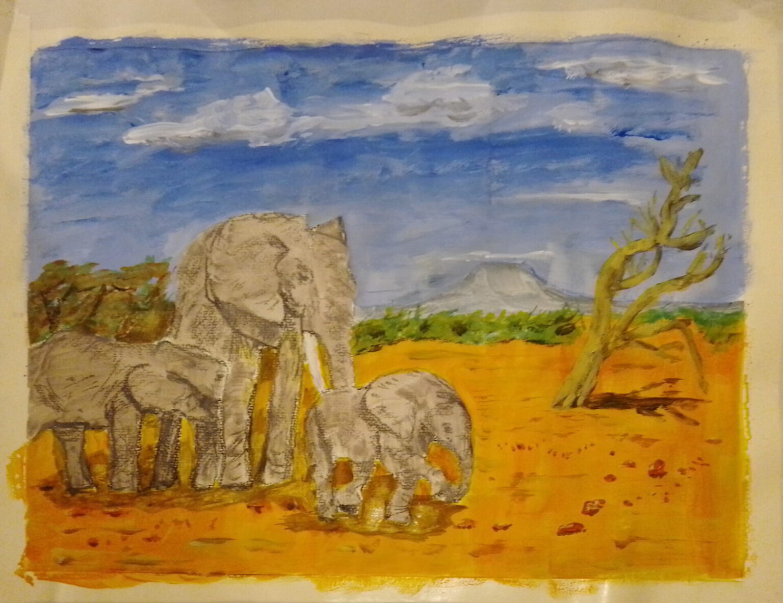 Elefantenfamilie 2. Farbskizze